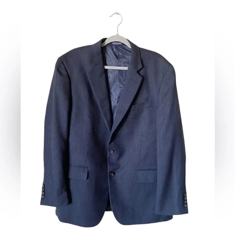 Stafford Merino Wool Dark Blue Blazer Classic Size 44L
